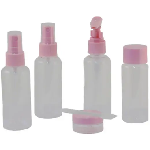 5-Piece Refillable Travel Bottle Set Pink Display
